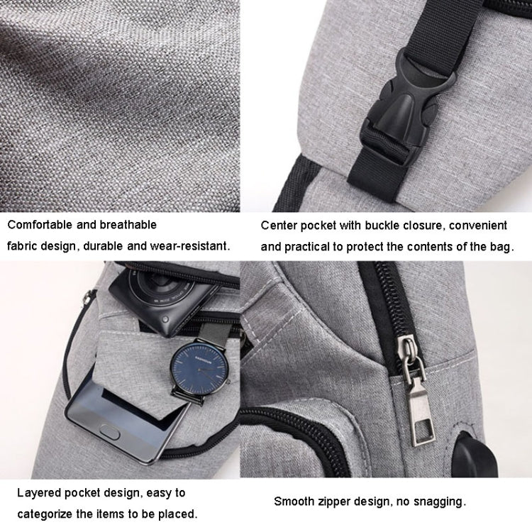MeiJieLuo Simple Sac de Poitrine Homme Jeunesse Sport Bandoulière Sac à Bandoulière (Gris)