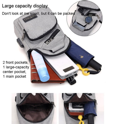 MeiJieLuo Simple Sac de Poitrine Homme Jeunesse Sport Bandoulière Sac à Bandoulière (Gris)