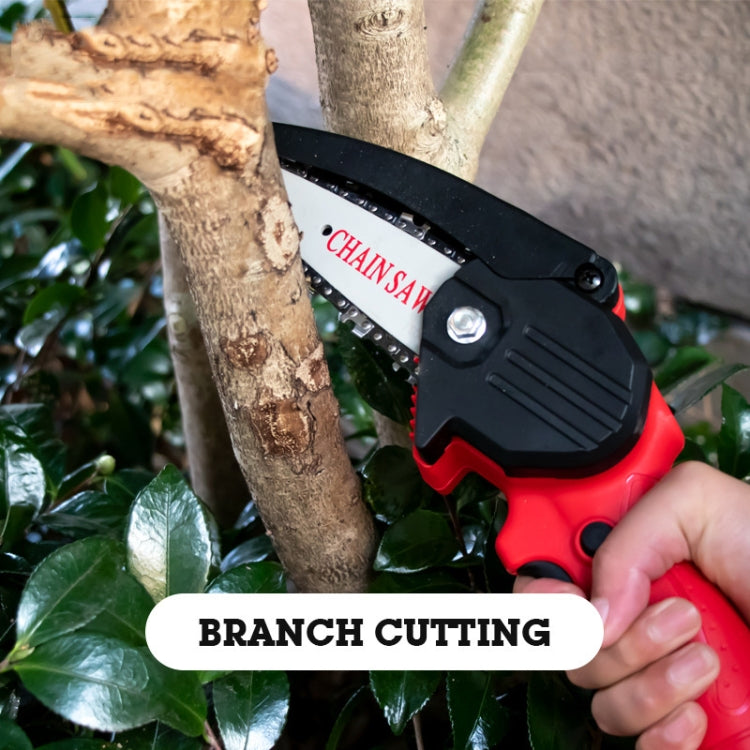 HILDA Rechargeable Cordless Mini Electrical Chain Saw Logging Tools Plastic Package, Model: EU Plug With 1 Battery Red