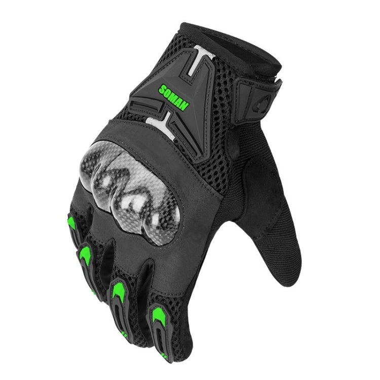 Gants de moto SOMAN anti-chute respirants antidérapants en fibre de carbone, Taille : XXL (Vert)