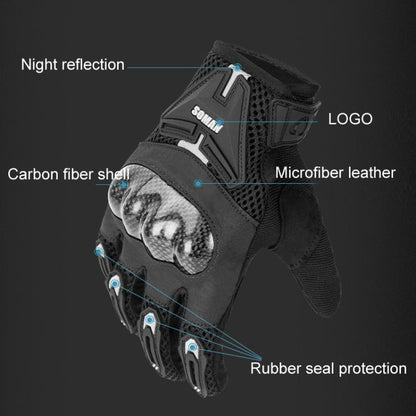 SOMAN Motorcycle Riding Anti-fall Breathable Anti-slip Carbon Fiber Gloves, Size: M(Red)