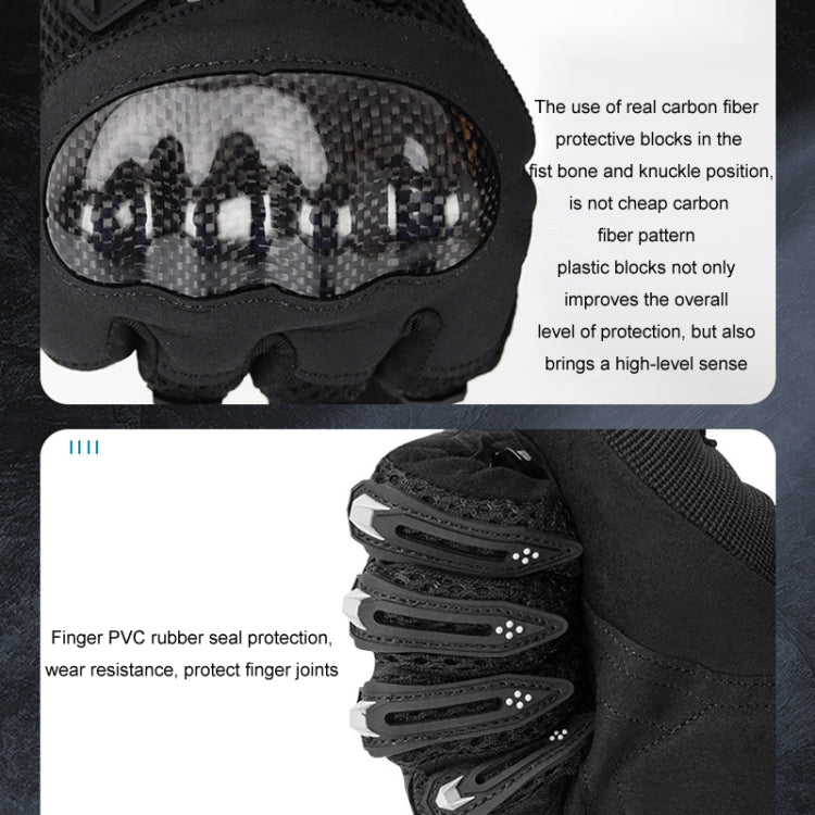 SOMAN Motorcycle Riding Anti-fall Breathable Anti-slip Carbon Fiber Gloves, Size: M(Red)