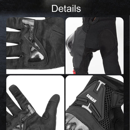 SOMAN Motorcycle Riding Anti-fall Breathable Anti-slip Carbon Fiber Gloves, Size: L(Black)