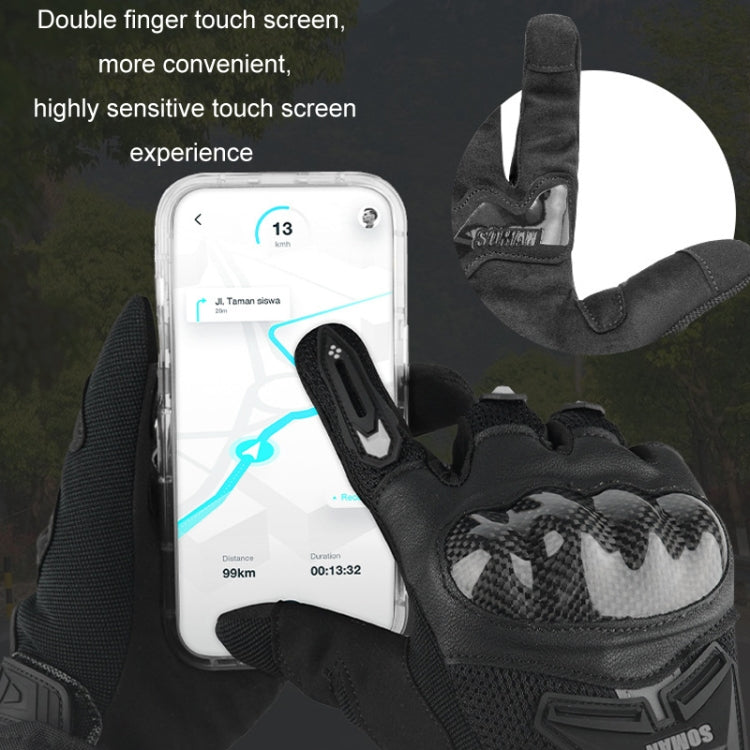SOMAN Motorcycle Riding Anti-fall Breathable Anti-slip Carbon Fiber Gloves, Size: L(Green)