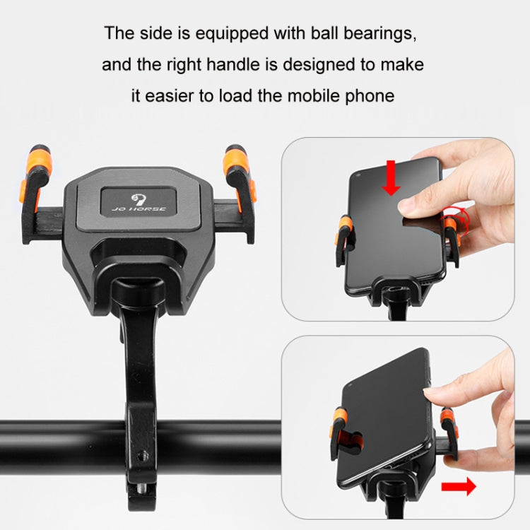 JO HORSE Aluminum Alloy Bicycle Riding Mobile Phone Navigation Roller Fixed Bracket, Color: Titanium Handlebar