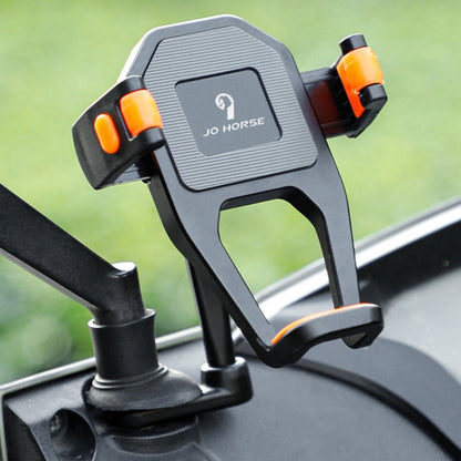 JO HORSE Aluminum Alloy Bicycle Riding Mobile Phone Navigation Roller Fixed Bracket, Color: Titanium Handlebar