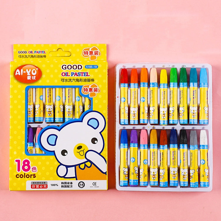 AIYO Crayons Peinture Lavables Ensemble de Bâtons de Peinture à l'Huile pour Enfants, Spécification : 18 Couleurs