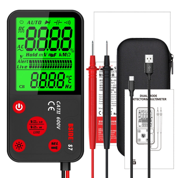 BSIDE ADMS7 Smart Thin Digital Multimeter Counts DC AC Voltmeter, Model: Charging Model With Tool Package