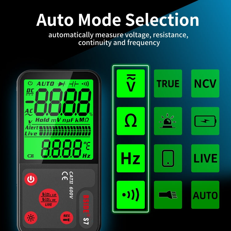 BSIDE ADMS7 Smart Thin Digital Multimeter Counts DC AC Voltmeter, Model: Standard Charging Model