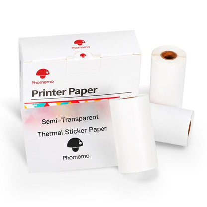 Phomemo 3 rouleaux / Paquet 50 mm Texte noir sur fond translucide, papier d'impression d'étiquettes sensibles auto-adhésives pour M02 / M02S / M02Pro / M03