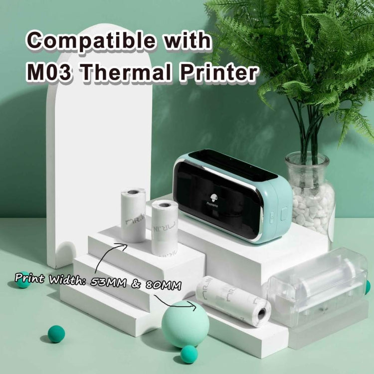 Pour Phomemo M03 Série 3 rouleaux/Paquet 80mmx3.5m Papier d'impression thermique autocollant noir sur blanc 10 ans