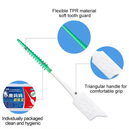 Fawnmum 150pcs /Box Silicone Interdental Brushes Dental Brushes Tooth Cleaning Gum