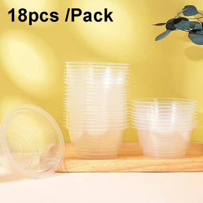 18pcs /Paquet HEJIAHAO Bol jetable de qualité alimentaire, rond, épaissi, en plastique transparent