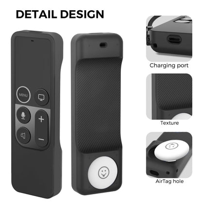 For Apple TV HD / 4K+AirTag AhaStyle PT157 Remote Control Tracker 2 In 1 Silicone Protective Cover(Midnight Blue)