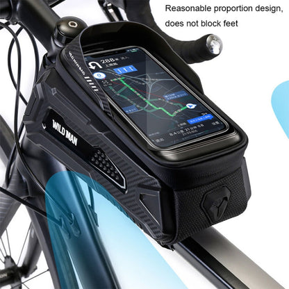 WILD MAN M30 1L Hard Shell Mountain Bike Front Beam Bag TPU Touch Screen Cycling Equipment Bag(Black)