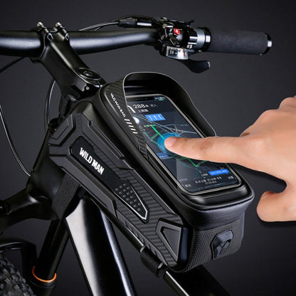 WILD MAN M30 1L Hard Shell Mountain Bike Front Beam Bag TPU Touch Screen Cycling Equipment Bag(Black)