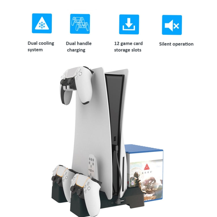 Pour PS5 iplay Support de rangement et de refroidissement double siège (Blanc)