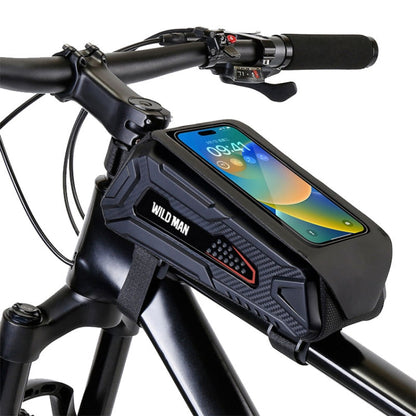 WILD MAN M90 EVA Hard Shell Mountain Bike Mobile Phone Touch Screen Waterproof Front Beam Bag(Black Red)