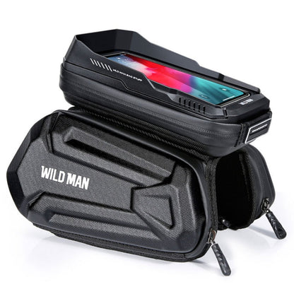 Sac de cadre WILD MAN XT6 1,2 L pour VTT, étanche, avec écran tactile, en EVA à coque dure (motif sergé)