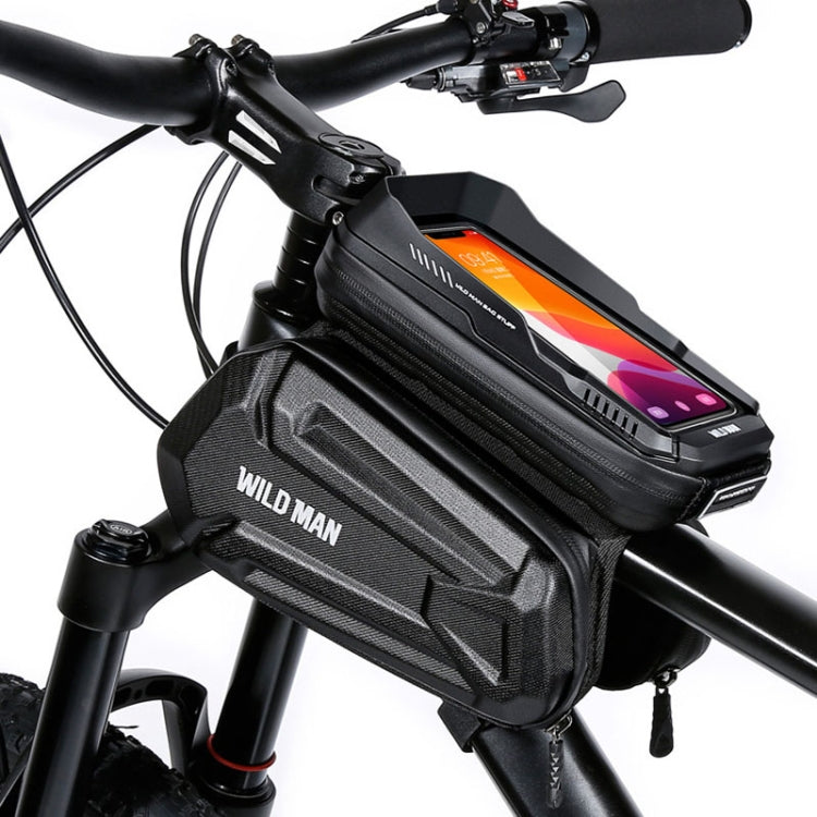 Sac de cadre WILD MAN XT6 1,2 L pour VTT, étanche, avec écran tactile, en EVA à coque dure (motif sergé)