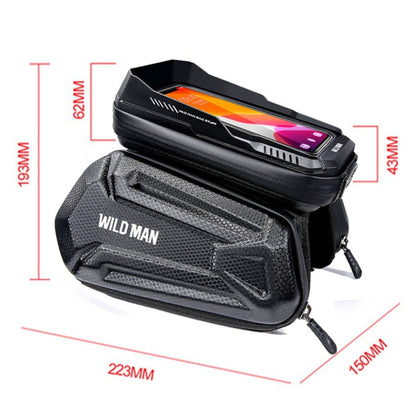 Sac de cadre WILD MAN XT6 1,2 L pour VTT, étanche, avec écran tactile, en EVA à coque dure (motif sergé)