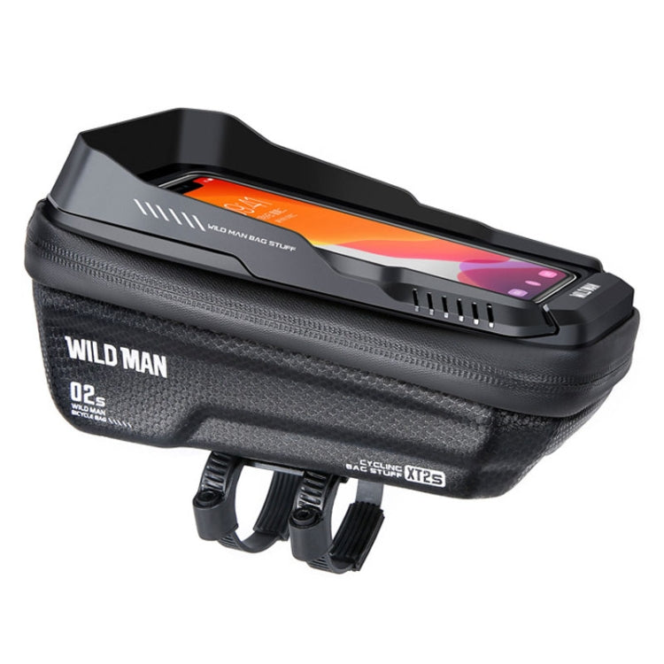 Sac de cadre VTT étanche WILD MAN XT2S 1L en coque rigide EVA pour vélo et téléphone (noir)