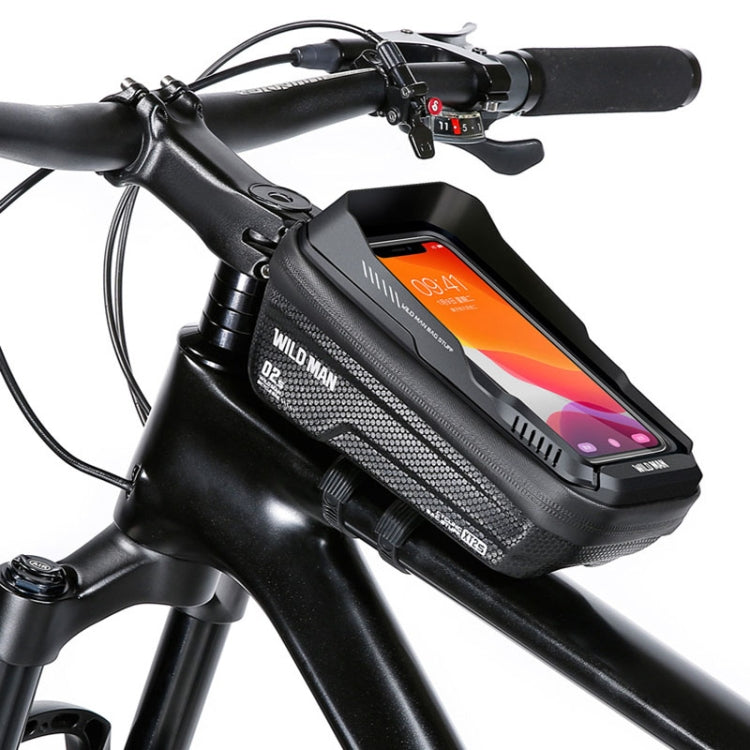 Sac de cadre VTT étanche WILD MAN XT2S 1L en coque rigide EVA pour vélo et téléphone (noir)