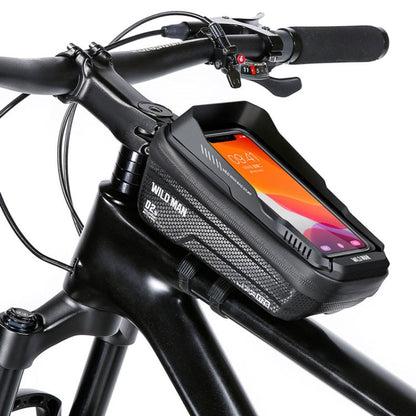 Sac de cadre VTT étanche WILD MAN XT2S 1L en coque rigide EVA pour vélo et téléphone (noir)