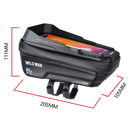 Sac de cadre VTT étanche WILD MAN XT2S 1L en coque rigide EVA pour vélo et téléphone (noir)