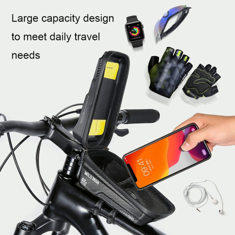 Sac de cadre VTT étanche WILD MAN XT2S 1L en coque rigide EVA pour vélo et téléphone (noir)
