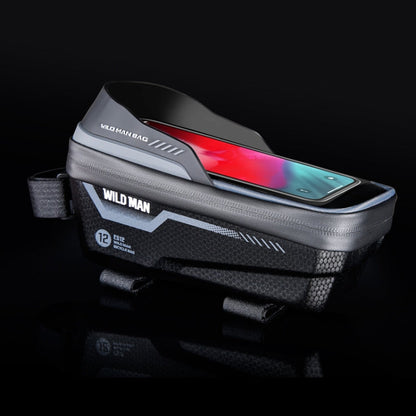 WILD MAN ES12 1L Sac de cadre de vélo de montagne Sacoche de selle de téléphone étanche, Couleur: Gris