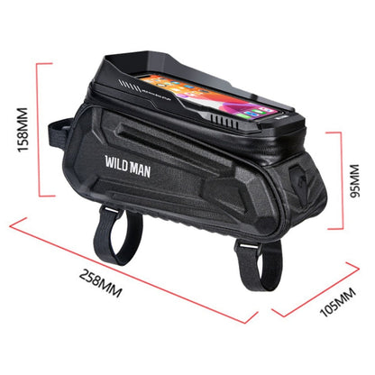WILD MAN XT5 1.2L EVA Sacoche de Cadre Avant de Vélo Rigide Étanche pour Téléphone à Écran Tactile (Motif Solaire)