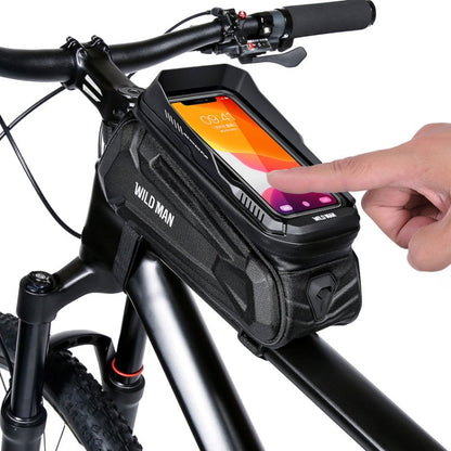WILD MAN XT5 1.2L EVA Sacoche de Cadre Avant de Vélo Rigide Étanche pour Téléphone à Écran Tactile (Motif Solaire)