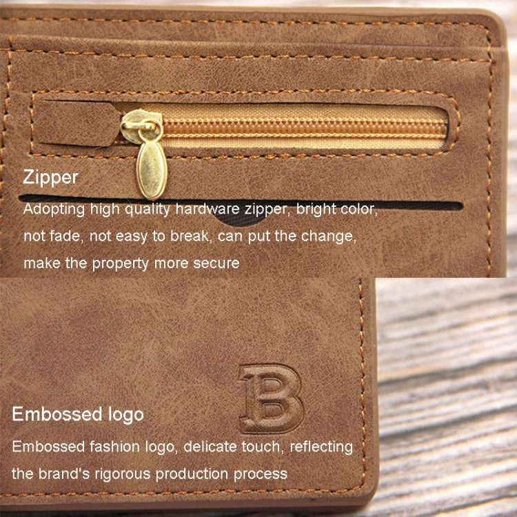 MenBense Men Short Wallet Retro Frosted Multi Card Wallet(Brown)