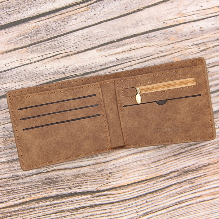 MenBense Men Short Wallet Retro Frosted Multi Card Wallet(Brown)