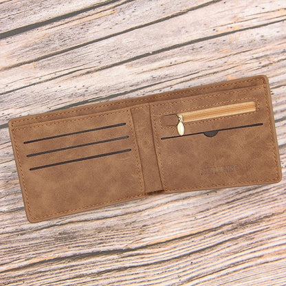 MenBense Men Short Wallet Retro Frosted Multi Card Wallet(Brown)