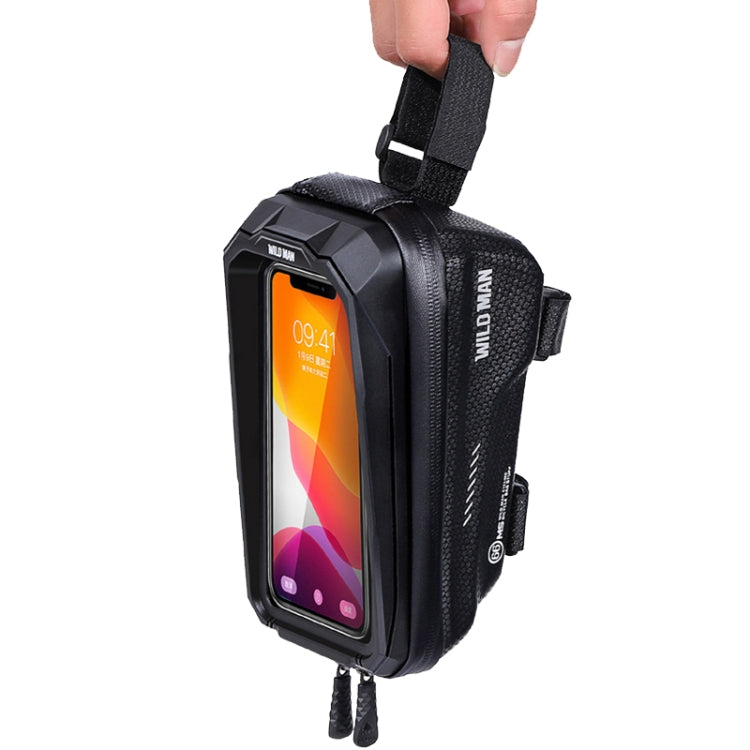 WILD MAN MS66 1.2L EVA Hard Shell Bicycle Front Beam Bag Cycling Touch Screen Phone Bag(Black)