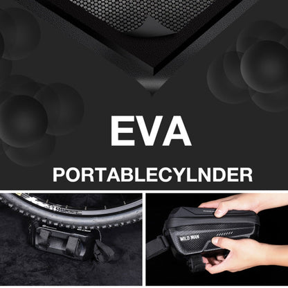 WILD MAN MS66 1.2L EVA Hard Shell Bicycle Front Beam Bag Cycling Touch Screen Phone Bag(Black)