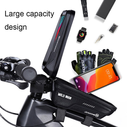 WILD MAN MS66 1.2L EVA Hard Shell Bicycle Front Beam Bag Cycling Touch Screen Phone Bag(Black)