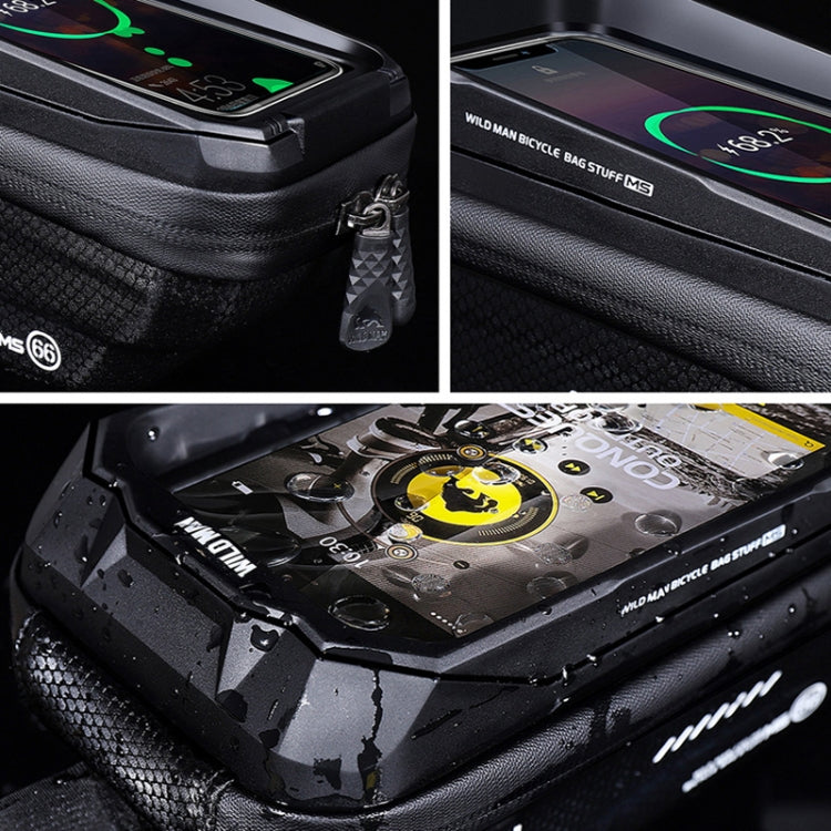 WILD MAN MS66 1.2L EVA Hard Shell Bicycle Front Beam Bag Cycling Touch Screen Phone Bag(Black)