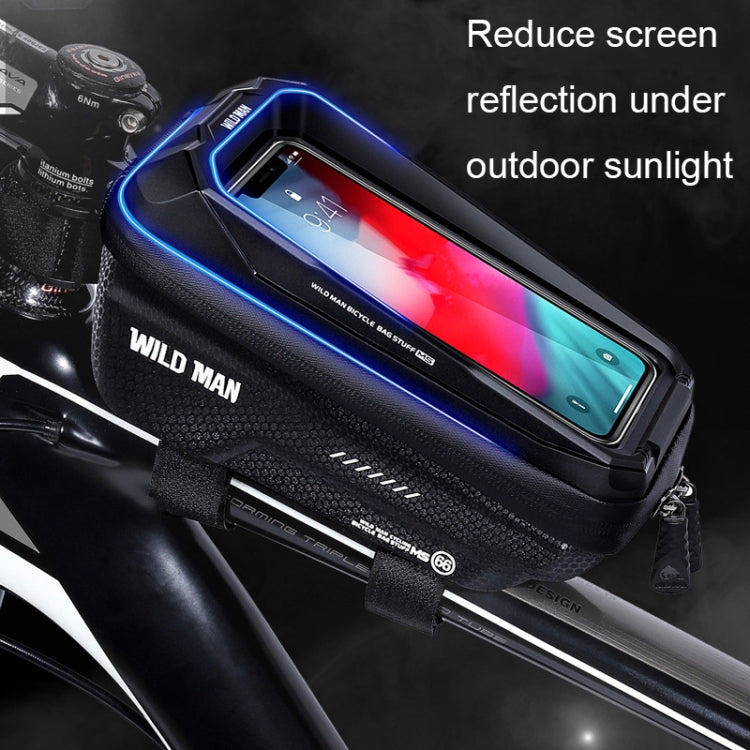 WILD MAN MS66 1.2L EVA Hard Shell Bicycle Front Beam Bag Cycling Touch Screen Phone Bag(Black)