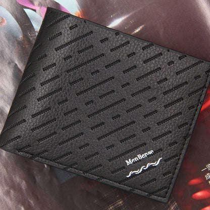 MenBense Men Wallet Casual Coin Purse Large Capacity Money Clip, Style: 555-4 (Black)