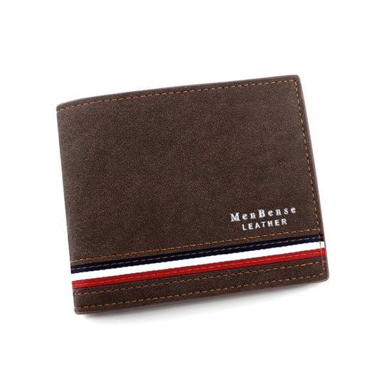 MenBense Portefeuille Court pour Homme Porte-Monnaie Personnalisé Pochette Givrée Pince à Billets (Marron Foncé)