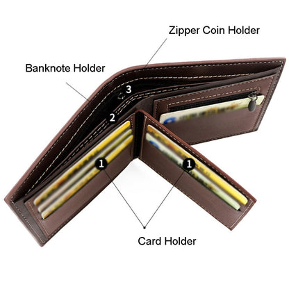 MenBense Men Short Wallet Personalized Coin Purse Frosted Clutch Money Clip(Dark Brown)