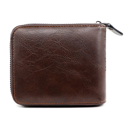 MenBense Men Short Zipper Wallet Coin Purse Large Capacity Multi-Card Money Clip(Light Coffee)