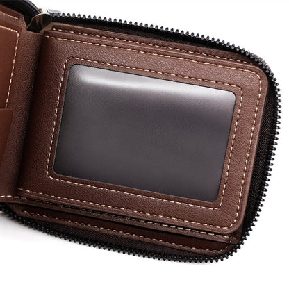 MenBense Men Short Zipper Wallet Coin Purse Large Capacity Multi-Card Money Clip(Light Coffee)