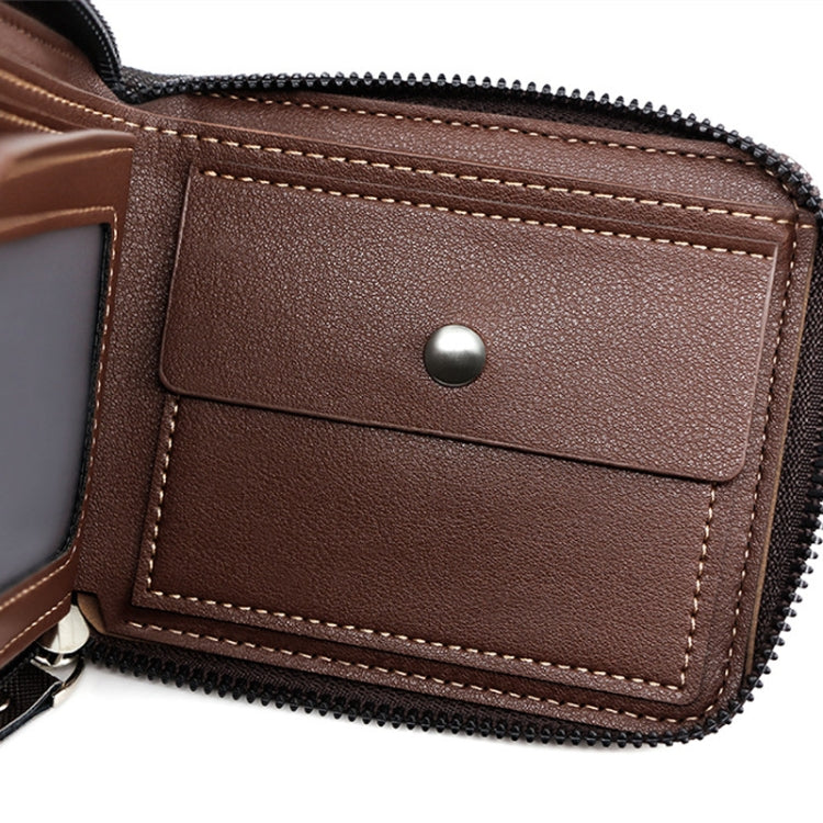MenBense Men Short Zipper Wallet Coin Purse Large Capacity Multi-Card Money Clip(Light Coffee)
