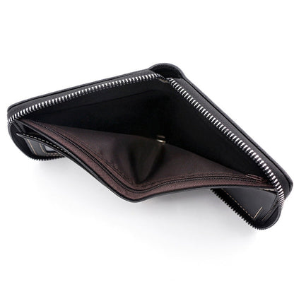 MenBense Portefeuille court pour homme à fermeture éclair, porte-monnaie grande capacité avec plusieurs fentes pour cartes et pince à billets (café foncé)