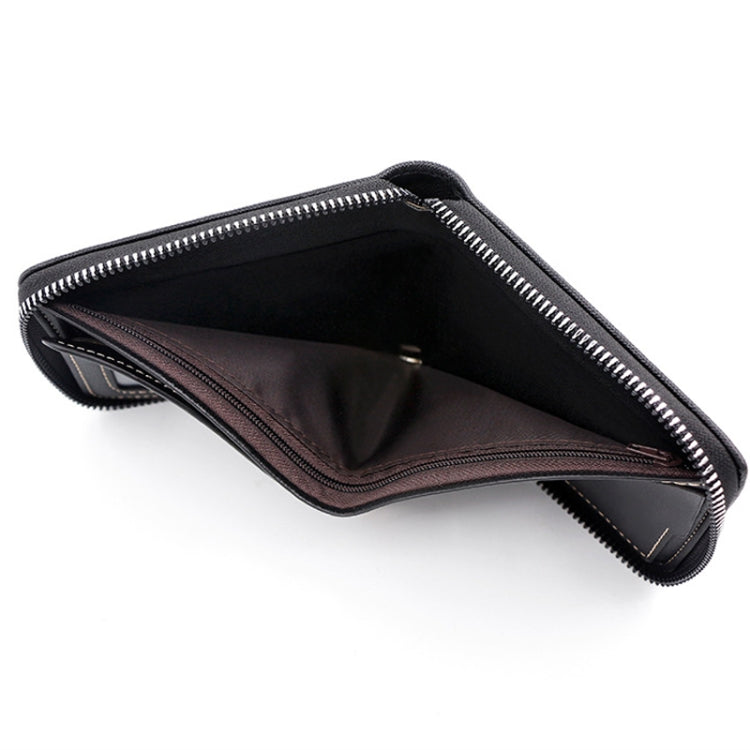 MenBense Men Short Zipper Wallet Coin Purse Large Capacity Multi-Card Money Clip(Light Coffee)