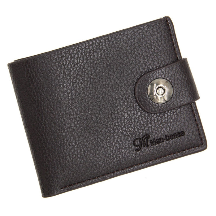MenBense Men Short Magnetic Clasp Wallet Multi-Card Coin Purse(Dark Coffee)